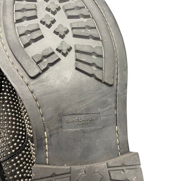 Saint Laurent Paris Black Silver Studded Derby Shoes Mens Size 45 / US 12 main image 11
